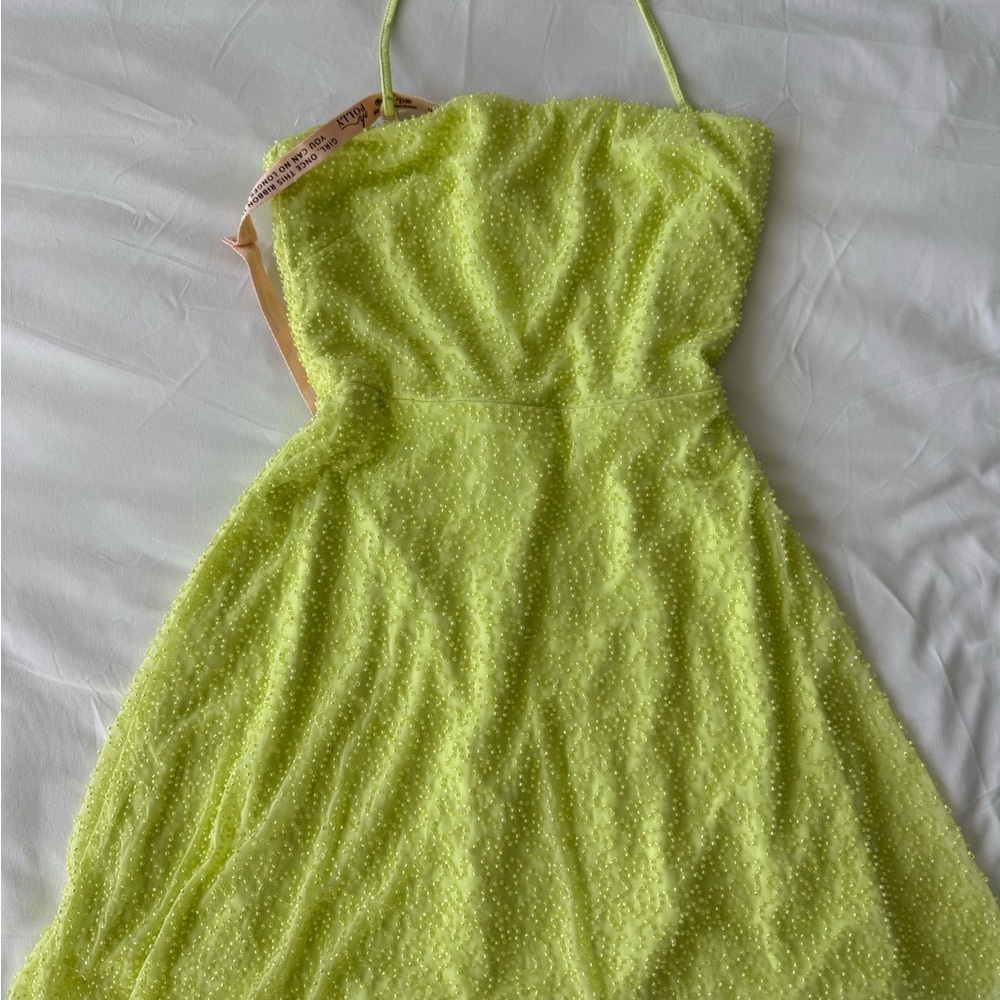 Oh Polly Light Green Beaded Dress